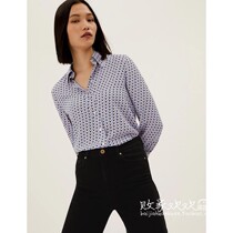 UK 03 04 pint MS womens new turn-collar printed long sleeves comfort 100 hitch