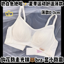 Underwear womens sports chest Xia Kang without steel ring girl thin model small collection of auxiliary milk anti-sagging text bra set
