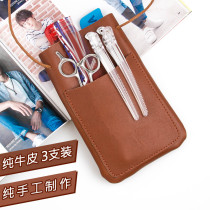 Genuine leather cowhide scissors bag net celebrity hairstylist cross-body belt bag Japanese personality creative trendy high-end hair kit