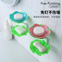 Creative soap box wall-mounted Flower soap box toilet non-perforated drain rack bathroom household soap box storage