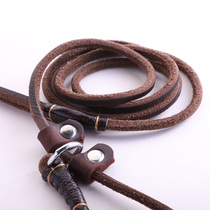 Ultra-fine small dog rope leather dog chain VIP Teddy pet traction rope soft leather copper hook 0 6CM wide can be used as p chain