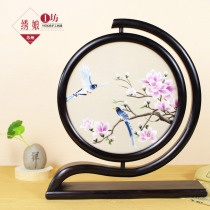 Su embroidery pendulum table two-sided embroidery handicraft ornament pure hand embroidery simple modern style Chinese characteristic souvenirs