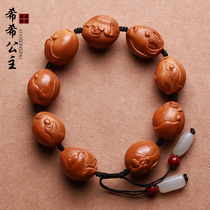Olive core non-phase Buddha hand string olive Hu core carving men and women play Buddha bead bracelet Su Gong handmade play