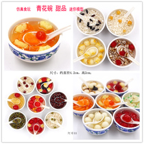 2021 new emulated green flower porcelain bowl snack mini-port food model BJD small cloth Tangfruit doll food to play with props