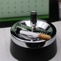 Fashion creative large capacity easy to clean sealed with lid windproof press rotary metal ashtray bedroom for home
