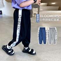 Spotted Home Boys Splice bloomers 2021 new childrens elastic loose casual pants baby Summer thin pants
