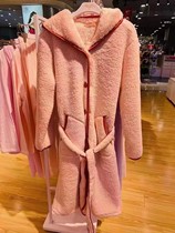 20320503 manifen hooded cardigan robe autumn winter robe thick home clothes ladies pajamas