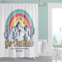 American coconut scenery shower curtain waterproof mildew-proof thickened toilet curtain quick-drying cloth curtain shower room partition curtain