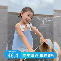 Girls 2021 summer new childrens Korean version of the halter shirt childrens fashionable base shirt baby foreign style vest top