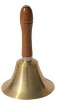 Wooden handle copper bell Hand bell Musical instrument 8cm small class bell Upper and lower class bell Hand bell Copper class bell