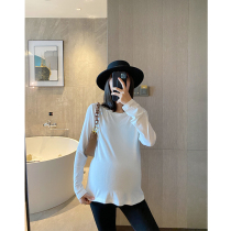 MJ Gestational Woman Dress Spring Summer Round Collar Casual Blouse Elastic Pit Bar Toddling Undershirt Gestation Mother Boomer 100 Hitch White Single Pint T
