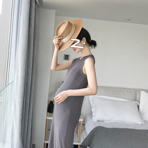 MJ homemade pregnant woman knitted dress autumn fashion hot mom stretch long slim slim slim undercover skirt