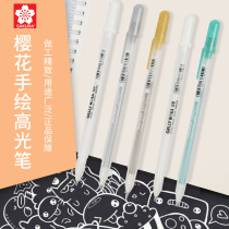 Japanese cherry blossom sakura high-light pen hand-painted art design white pen gold silver color paint pen