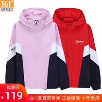 361 hooded windbreaker womens spring and autumn new breathable long contrast color long sleeve sports jacket womens windbreaker