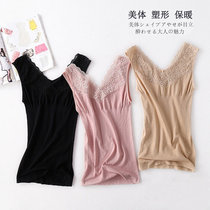 Foreign Trade Export Day Single Lace Warm Underwear Womens Slim Fit Sweatshirt Plastic Body Beauty Body Autumn Clothes Thermostatic V Collar Vest