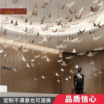 Creative stainless steel metal hollow butterfly air hanging decoration Engineering hanging decoration Lobby lobby front desk art decoration