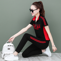 361 short sleeve trousers sports suit women Summer new 2021 fashion plus size loose casual running two-piece set