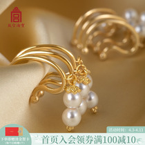 Forbidden Citys Taobao flagship store official network with Pearl Ear Hanging Ear Accessories China Ancient Wind Retro Ear Bone Clips Without Earrings Earrings Woman