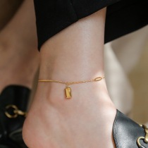 Premium sense plating 18K gold burst rich gold brick gold bar anklet womens niche does not fade 2022 new niche light luxury