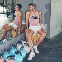  OMG tide brand waistcoat thin tight running sports fitness training vest mens quick-drying sleeveless fitness clothes