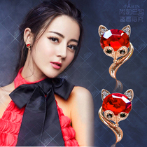 Korean version Sexy Sexy Little Fox Ruby Red Gem without ear Ear Clip 925 Pure Silver Needle Ear Nail Student Earrings