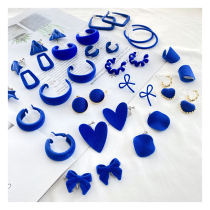 Klein blue ear clip woman without earlyhole senior sensation 2021 new wave autumn and winter retro earrings ornament