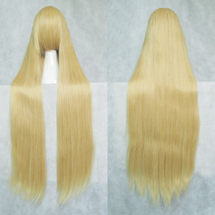 taobao agent Wig, golden yellow straight hair, cosplay, 1m, 100cm