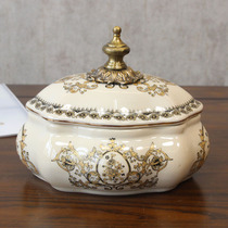American ceramic storage jar European luxury decorative candy snack jar living room creative jewelry storage box ornaments