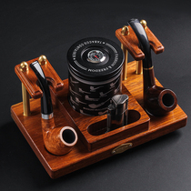 Monsoon Pipe Holder Holder 2 solid wood multi-function with metal tobacco can Tobacco fillet moisturizer with hygrometer accessories