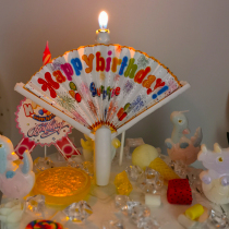 Fan-shaped surprise banner candle fucking party happy birthday cake decoration childrens network red creative wishes