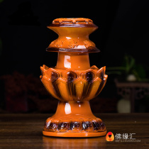 Tibetan Buddhist supplies resin lotus flower eight auspicious hand-cranked Meridian wheel warp tube base two colors optional