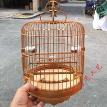 Qingyuan Guang-style carved bamboo joint small cage Hibiscus golden blue bird cage Bamboo cage Bamboo cage embroidered eye cage accessories Wide cage wave cage