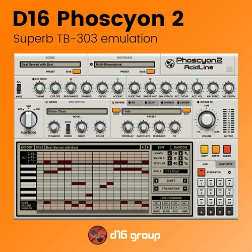 Официальный подлинный D16 Group Phoscyon2 Acidline Synthetic Software Software Plug -In -IN