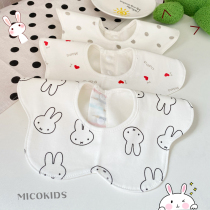 (3 Pack) waterproof bib ins cotton saliva towel baby spit milk bib 360 degree rotating baby spring and autumn