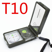 T10 North needle temperature and humidity meter whistle flashlight magnifying glass outdoor American multi-function compass guide