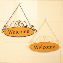 European style retro blank door list Creative Home iron decoration wooden welcome card can be customized in business