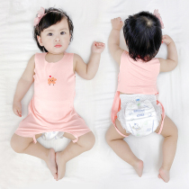 Belly bag baby belly protection summer thin newborn baby modal ice silk summer girls sleep with legs pajamas