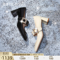 2022 Spring New Coarse Heel Method Mary Rare Mary Rare Leather Shoes Woman TA32176-80