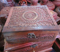 Pakistani handicraft wood carving jewelry box large storage box jewelry box walnut wood