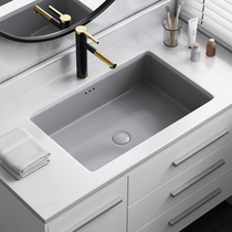 Nordic matte gray countertop basin Household embedded washbasin Single basin Ceramic washbasin Square balcony washbasin