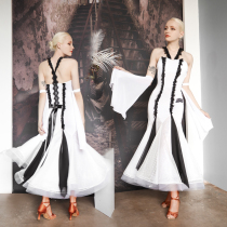 YJFY new modern dance dress national standard performance dance dress ballroom dance big swing dress Waltz practice female White