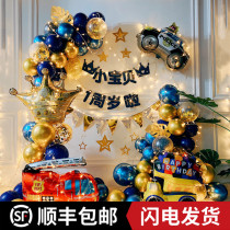 Boy 2th birthday car theme childrens birthday balloon decoration scene layout baby 1 year birthday party