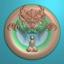 Round plate dragon big head dragon without phase Buddha enlightenment dragon brand fine carving relief jade carving JDP carving