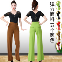 New Latin dance pants female national standard dance Friendship Dance Pants high waist sailor pants square dance ladies pocket dance pants