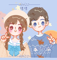 ioizz original hand-drawn avatar cute couple image design live photo turn hand-drawn custom guess