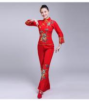 New middle-aged and elderly Yangko clothes adult square dance folk dance fan hand Silk Dance waist drum suit stage costume female