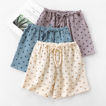 Summer Sleeping Pants Women Shorts Pure Cotton Double Layer Gauze Thin home Pants Home Casual Summer Extras Beach Pants