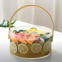 ins Korean portable basket glass fruit tea basket fruit plate big salad bowl snack plate Net red shooting fruit basket