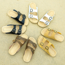 Genuine leather slippers mens summer non-slip waterproof beach drag mens sandals for mens casual small yards and half slippers