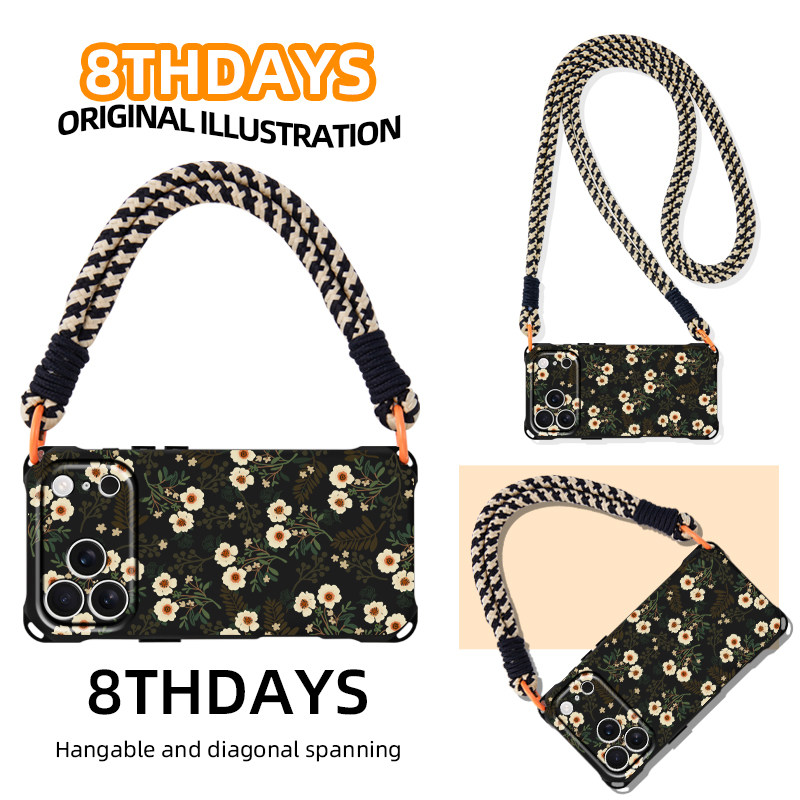 Vintage Floral Lanyard Strap Crossbody Phone Case